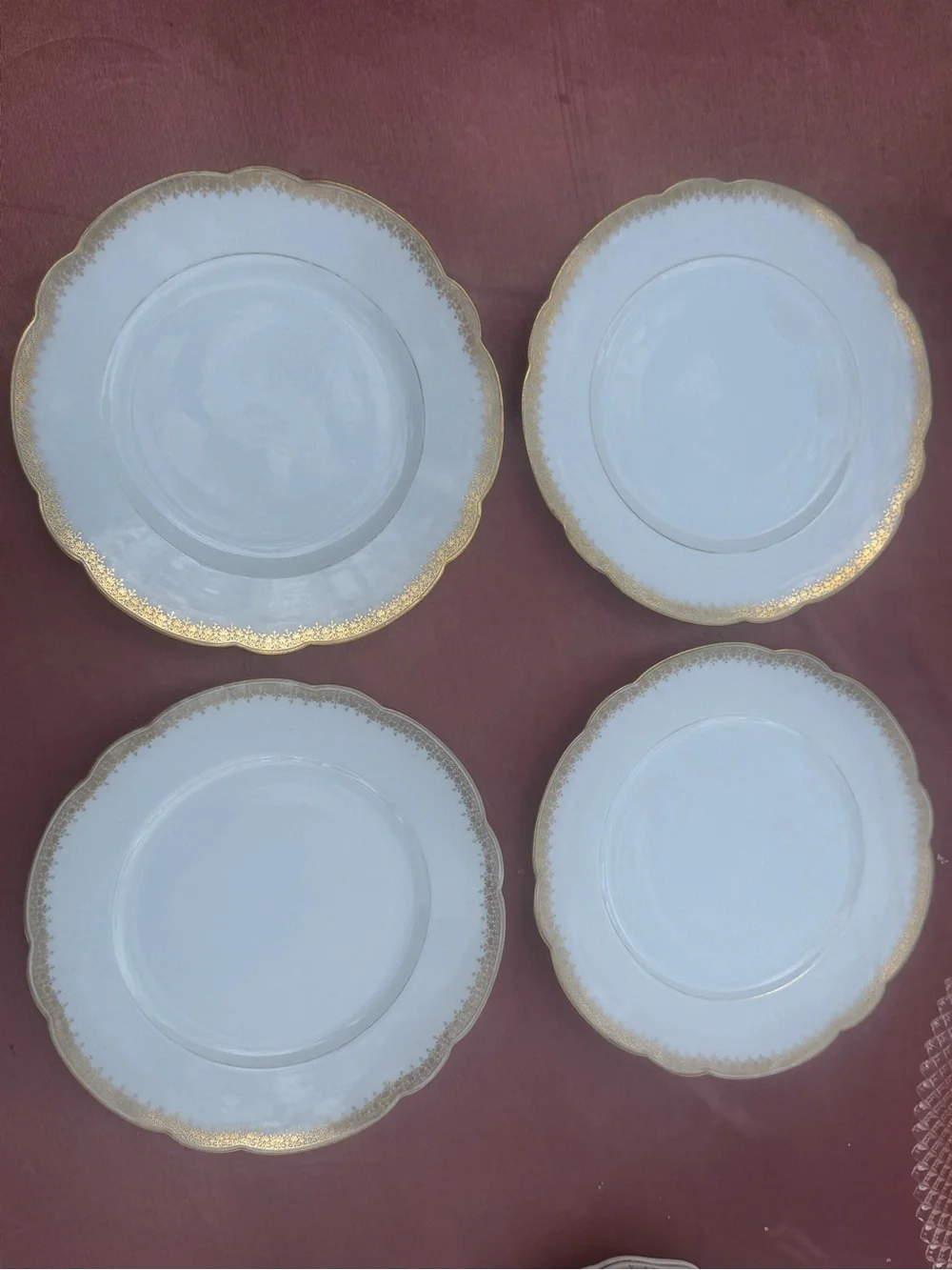 1890s Antique Limoges Bernardaud Gold Encrusted Salad Plates - Set of 4